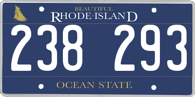 RI license plate 238293