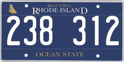 RI license plate 238312