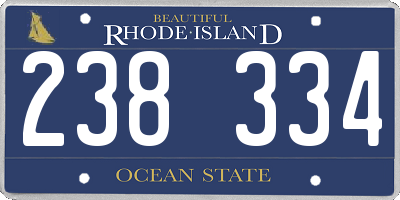 RI license plate 238334