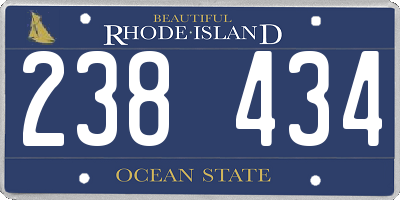 RI license plate 238434
