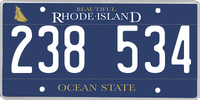 RI license plate 238534