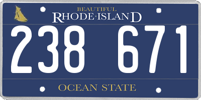 RI license plate 238671