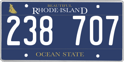 RI license plate 238707