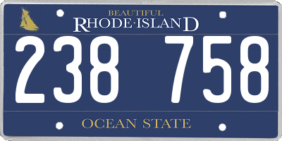 RI license plate 238758