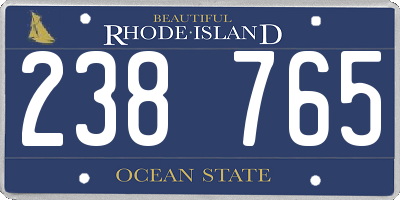 RI license plate 238765
