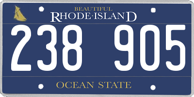 RI license plate 238905
