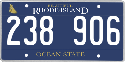 RI license plate 238906