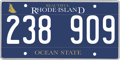 RI license plate 238909