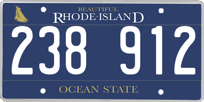 RI license plate 238912