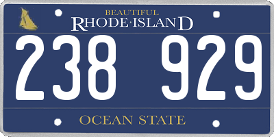 RI license plate 238929
