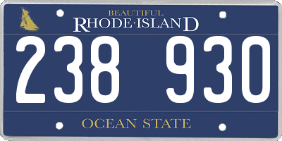 RI license plate 238930