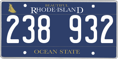 RI license plate 238932