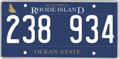 RI license plate 238934
