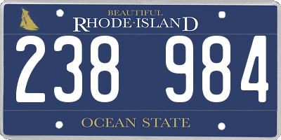 RI license plate 238984
