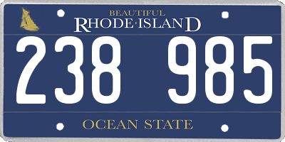 RI license plate 238985