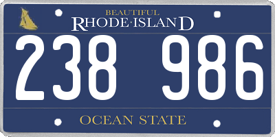 RI license plate 238986