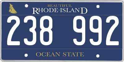 RI license plate 238992