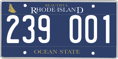 RI license plate 239001