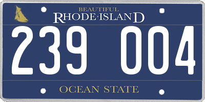 RI license plate 239004