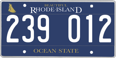 RI license plate 239012