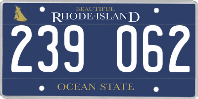 RI license plate 239062