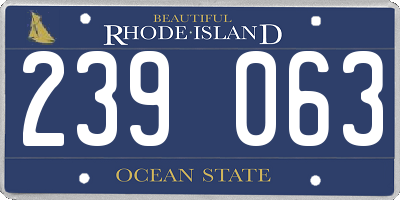 RI license plate 239063