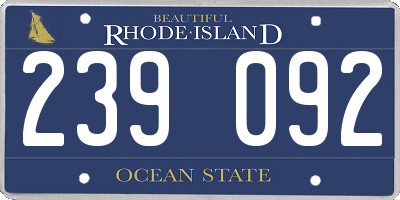 RI license plate 239092