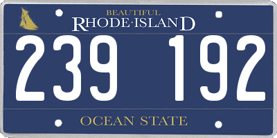 RI license plate 239192
