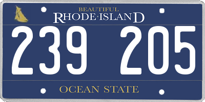 RI license plate 239205