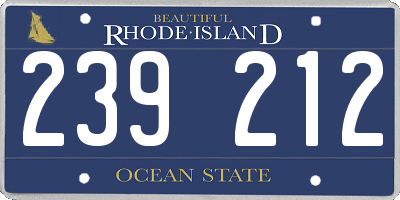 RI license plate 239212