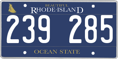 RI license plate 239285