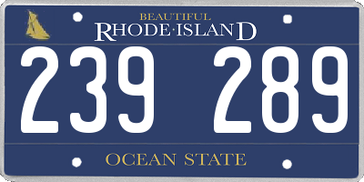 RI license plate 239289