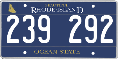 RI license plate 239292