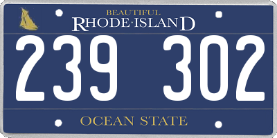 RI license plate 239302