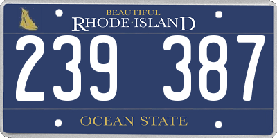 RI license plate 239387