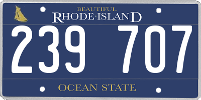 RI license plate 239707