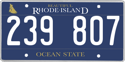 RI license plate 239807