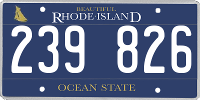 RI license plate 239826