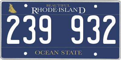 RI license plate 239932