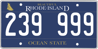 RI license plate 239999