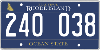 RI license plate 240038