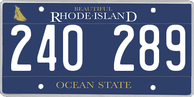 RI license plate 240289