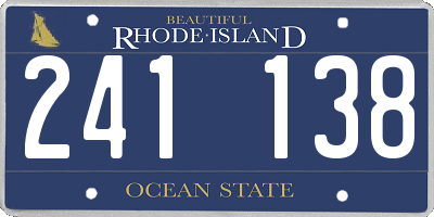 RI license plate 241138