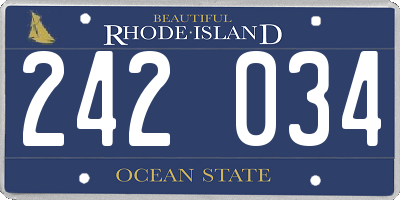 RI license plate 242034