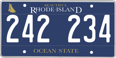 RI license plate 242234