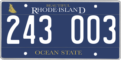 RI license plate 243003