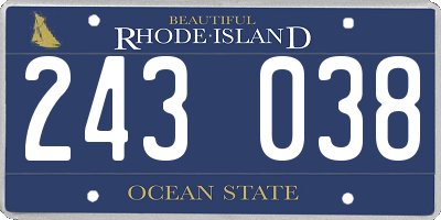 RI license plate 243038