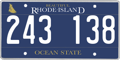 RI license plate 243138