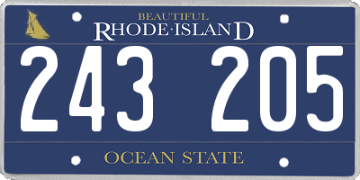 RI license plate 243205