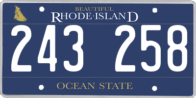 RI license plate 243258